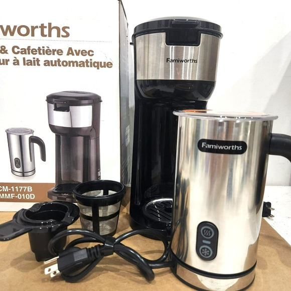 Combo Single Serve Coffee Maker & Milk Frother K cup Ground Coffee Self-cleaning - Picture 5 of 14
